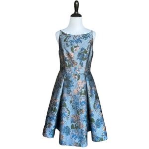 Gal Meets Glam Jacquard Darryn Floral Fit and Flare Classic Party Dress Size 4
